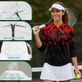 thumbnail image 6 of Uorisanigo Valentine's Day Heart Long Sleeve Golf Polo Shirts for Women Versatile Comfortable 3/4 Roll Sleeve Athletic Polo Workout Tops Fashion Workout Sports Daily Wear with Zipper, 6 of 7