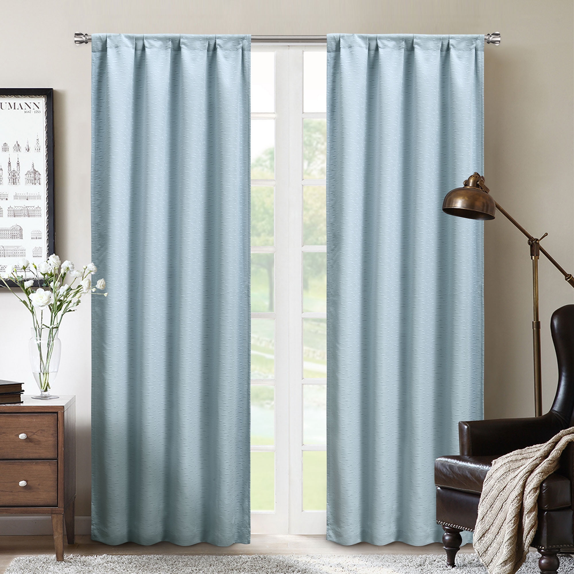Silk+Home Light Filtering Rod Pocket Curtain Panel Pair 50