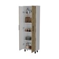 thumbnail image 5 of Knubmt Kitchen Pantry Cabinet with 5 Shelf and Handle, 2 Door Storage Cabinet for Living Room, Kitchen, Dining Room, White + Brown, 5 of 6