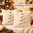 thumbnail image 5 of LOMYOLO Christmas Throw Pillow Covers 20x20IN Set of 2, Soft Faux Fur Holiday Decorative Pillow Covers for Couch Sofa Bed 3D Embroidered Couch Cover Home Decor Pillow Covers - Cute Christmas TREE, 5 of 8