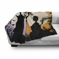 thumbnail image 3 of Japanese Art Soft Flannel Fleece Throw Blanket, Folk Women Silhouettes on Bicolour Night Sky with Full Moon, Cozy Plush for Indoor and Outdoor Use, 60" x 80", Lilac Orange Charcoal Grey, by Ambesonne, 3 of 6