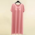 thumbnail image 5 of HomeGardon,Nightgowns for Women Sleepwear,Fashion Women Summer Solid Color V-Neck Short Sleeved Pleated Front Dress Nightgown,L-XL, 5 of 5