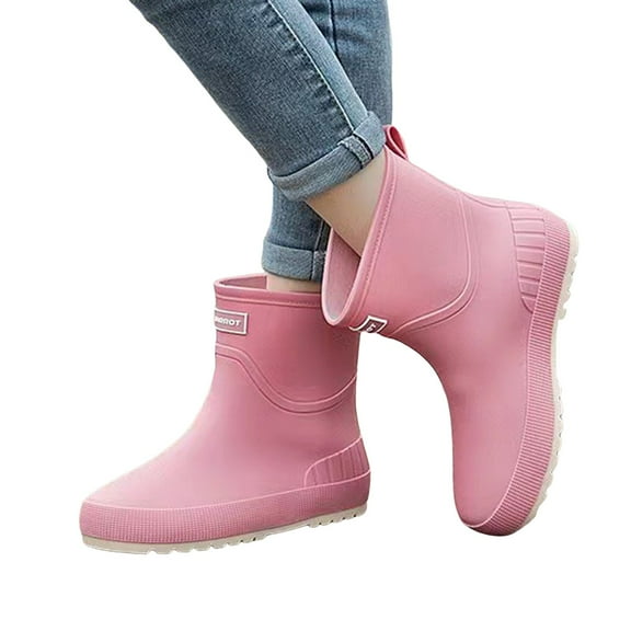 Women's Mid Calf Rain Boots Lightweight Ankle Rubber Rain Shoes for Garden Waterproof Slip On Chelsea Booties
