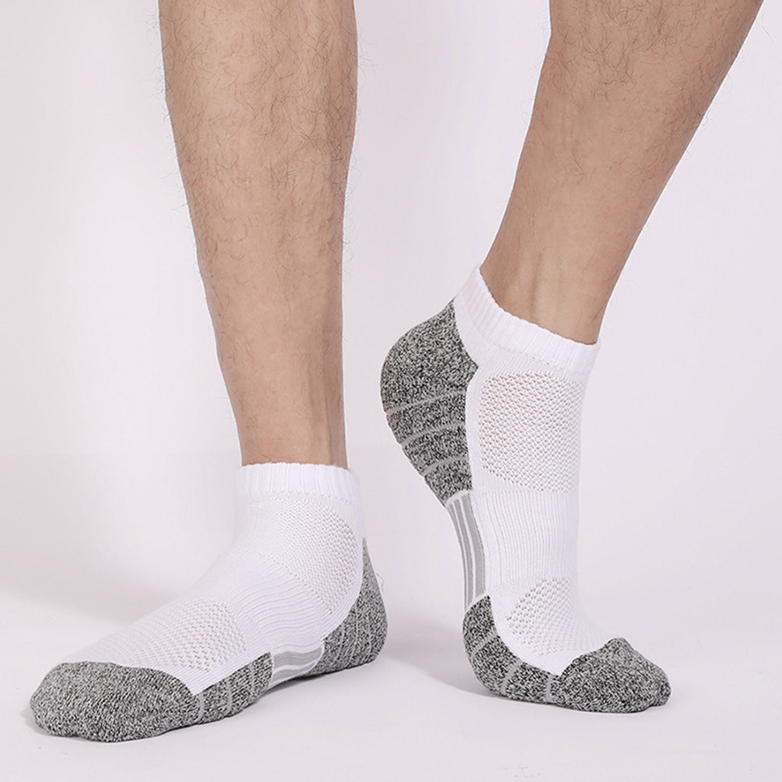 Riecok 6 Pairs Mens Ankle Socks Thick Thermal Non Slip Grip Crew Socks Low Cut Breathable Soft Comfortable Socks for Travel Hiking and Running