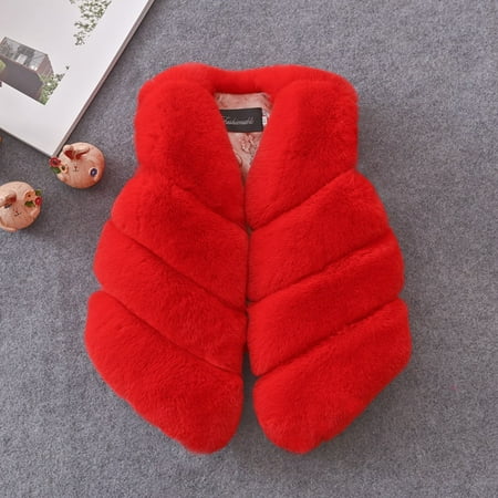 

FZM Christmas Toddler Kids Little Girls Sleeveless V Neck Gilet Winter Causal Warm Coat Waist Coat Vest Outerwear