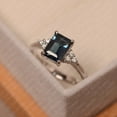 thumbnail image 2 of London blue topaz ring, emerald cut, white gold engagement ring, 2 of 4
