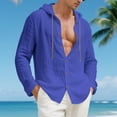 thumbnail image 5 of asjyhkr Hoodies for Men Long Sleeve Drawstring Hooded Button Cardigan Shirts Solid Color Breathable Casual Hiking Beach Workout Tops, 5 of 9
