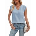 thumbnail image 3 of Womens V Neck Sweater Vest Oversized Ribbed Knit Sleeveless Casual Loose Fit Pullover Tank Top Sky Blue XL, 3 of 9