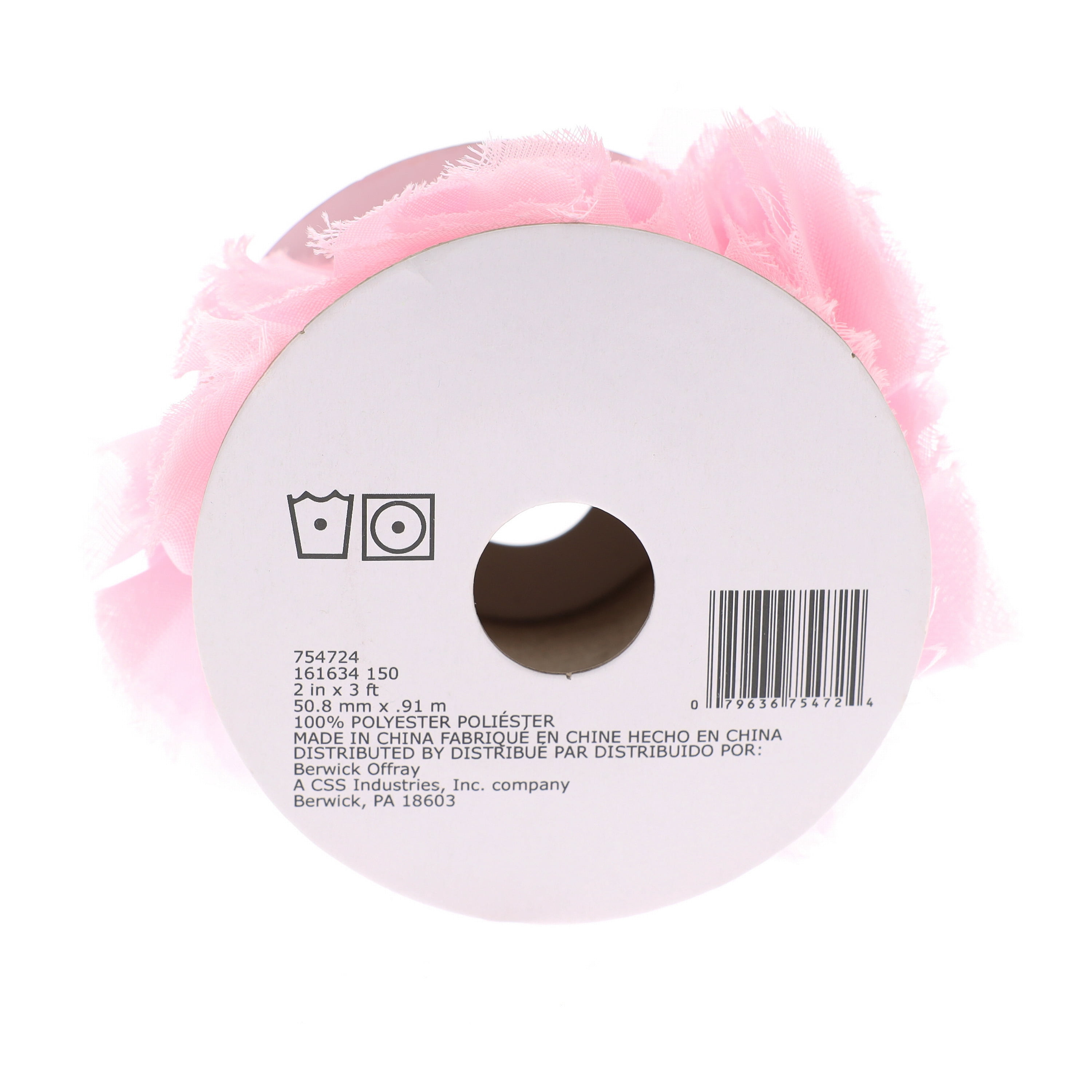 Simplicity Trim, Pink 2 inch Large Ribbon Rose Trim Great for Apparel, Home Decorating, and Crafts, 1 Yard, 1 Each