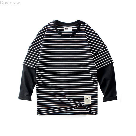 Dpytoraw Kids Toddler Boys Girls Striped Sweatshirt Pullover Crew Neck Long Sleeve Activewear Tops Cotton T Shirts Boys Long Sleeve T Shirts Size 4-5 Years