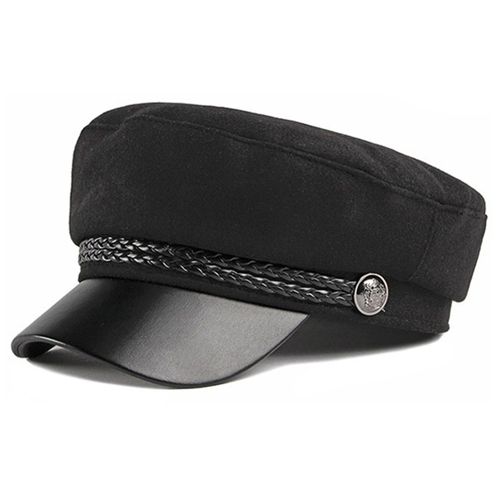 Casual Sailor Hat Flat Top Winter Military Hats Captain Cap Army Cap Woolen Cloth Hat