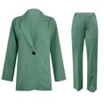 thumbnail image 4 of Women's Casual Long Sleeve Two-Piece Suit Set With Lapel Cardigan Jacket And Pants, Lapel Design Solid Color Material True To Size Standard Thickness, Suitable For, 4 of 5