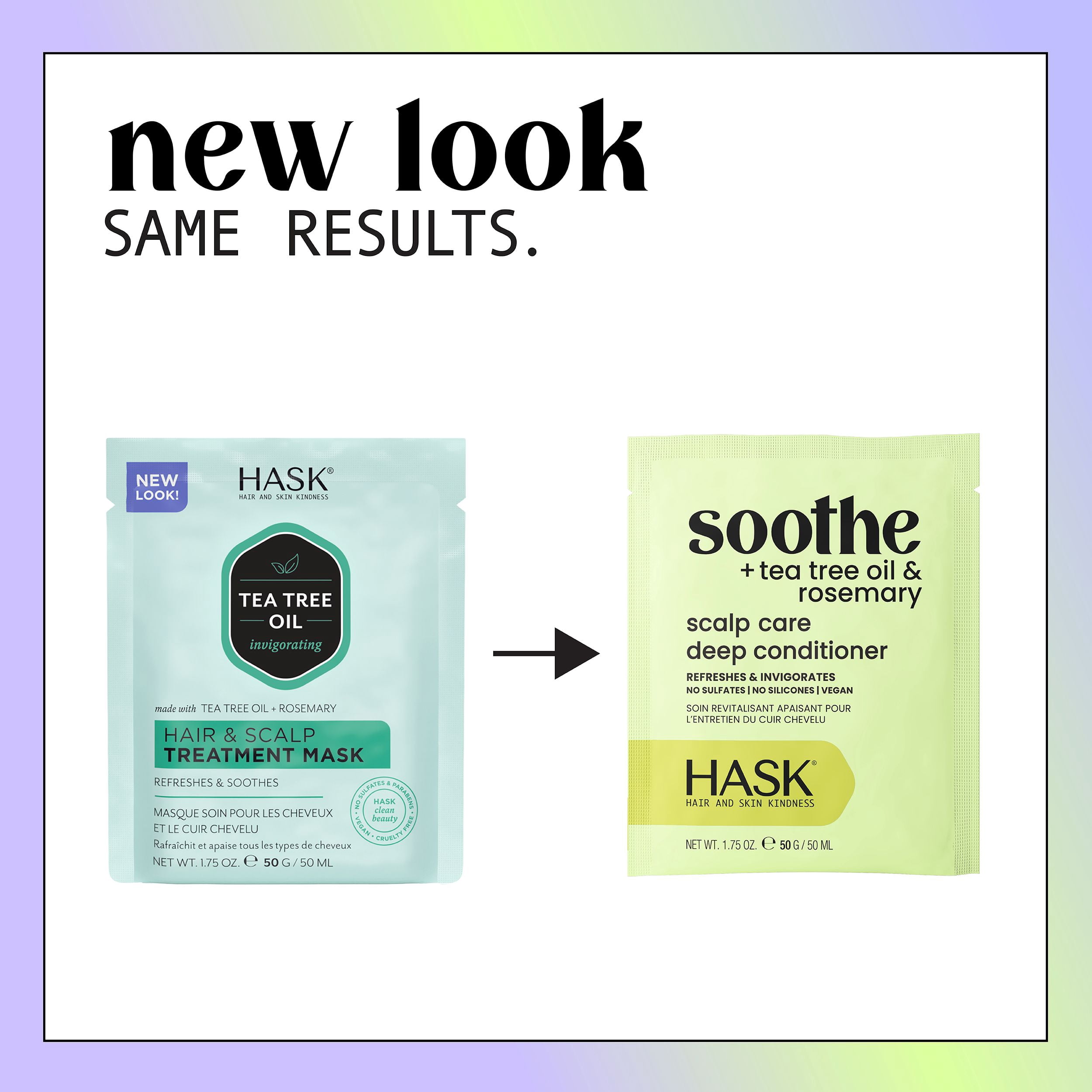 (4 pack) Hask Tea Tree Oil & Rosemary Invigorating Hair & Scalp Treatment Mask, 1.75 oz