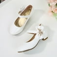 thumbnail image 4 of LNMQLPDBS Girl Shoes Toddler Dress Shoes Children High Heeled Leather Shoes Princess Shoes Primary School Students Single Shoes with Bow Dress Pumps for Wedding Communion White 10.5-11 Years, 4 of 7