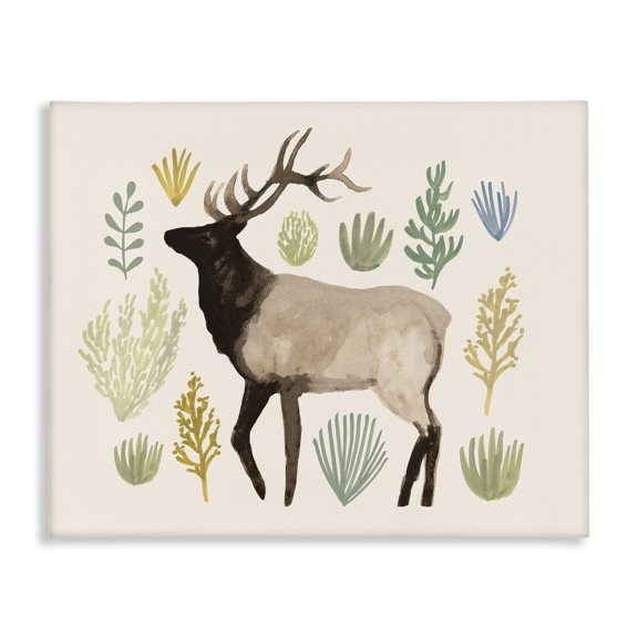Stupell Industries Rustic Lodge Southwestern Elk Yellow Green Vegetation Noble Animal Canvas Art, 20 x 16, by Victoria Barnes