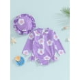 thumbnail image 2 of Bslissey Baby Girls Zipper One Piece Swimsuits Flower Print Long Sleeve Ruffle Jumpsuit Infant Casual Sunsuit with Hat 3M-24M Toddler Rashguard Bathing Suit Swimwear, 2 of 9