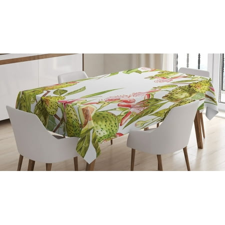 

Floral Tablecloth Feijoa Tropical Fruit Plant with Exotic Leaves on Plain Background Rectangular Table Cover for Dining Room Kitchen 60 X 90 Avocado Green Coral White by Ambesonne