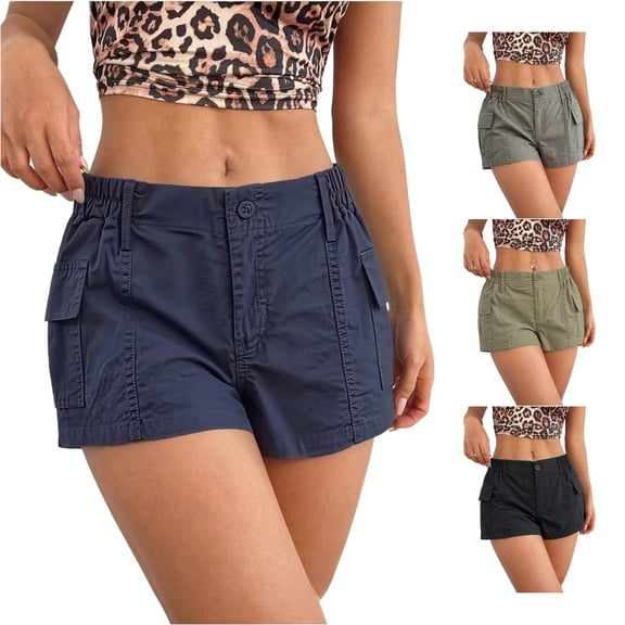 CAIVO Women Workout Utility Shorts Green With Elastic Waist And Pockets Breathable Stretchy Dance And Sport Short Mid Length Workout Summer Outdoor Casual Solid Color Bottoms