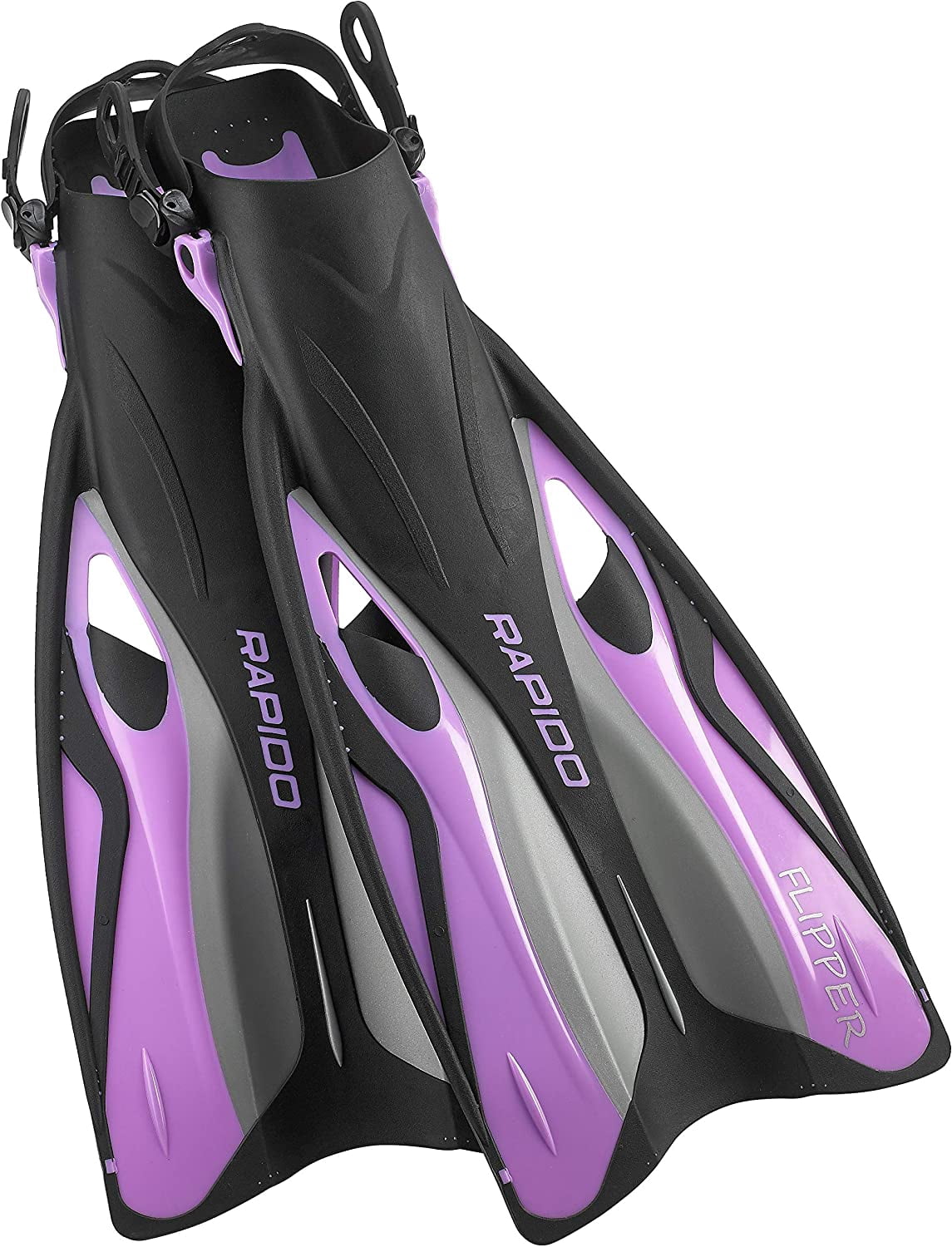 Rapido Boutique Collection Flipper Open Heel Adjustable Snorkel Fin with Snorkeling Gear Carry Bag, Ideal Snorkeling Fins for Snorkel or Scuba