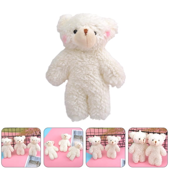 MERRYHAPY Bear Keychain Soft Stuffed Animal White 3Pcs