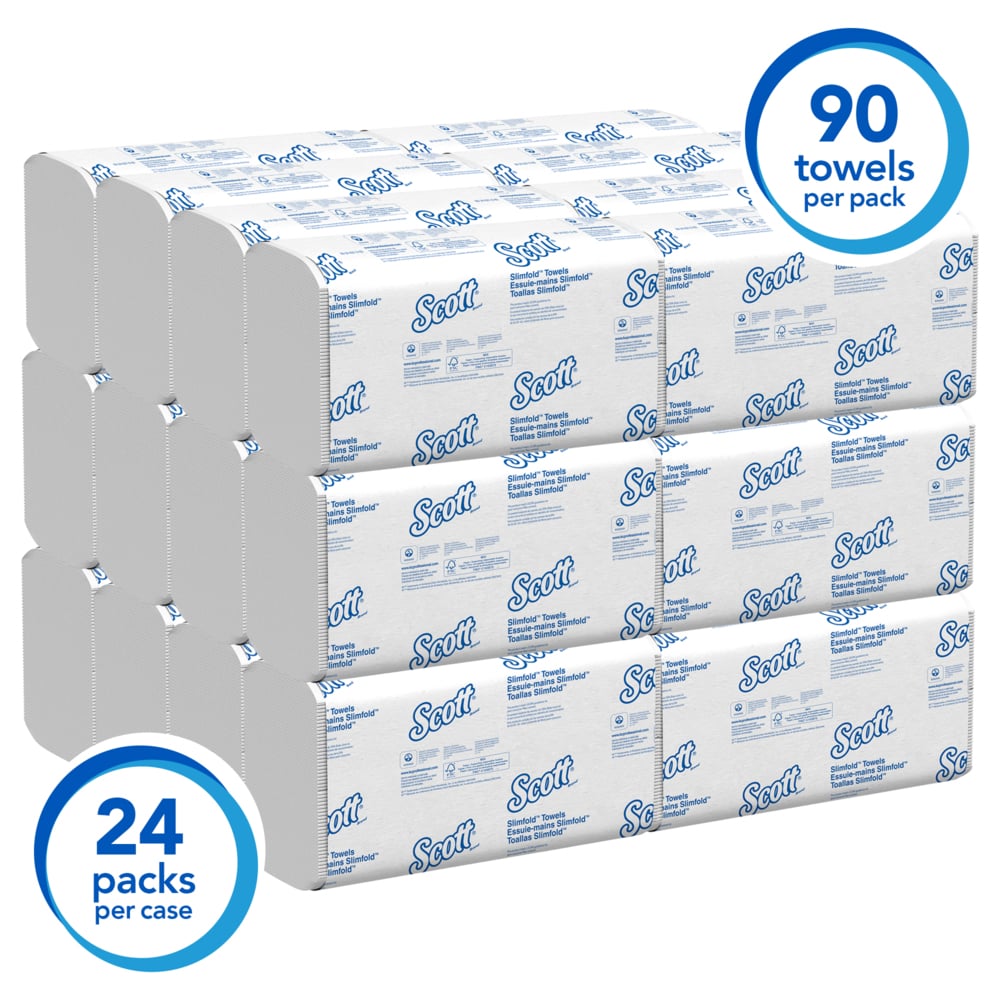 Scott Slimfold* Towel, 04442 White, 11.6" Length x 7.5" Width | 24 Packs/Case