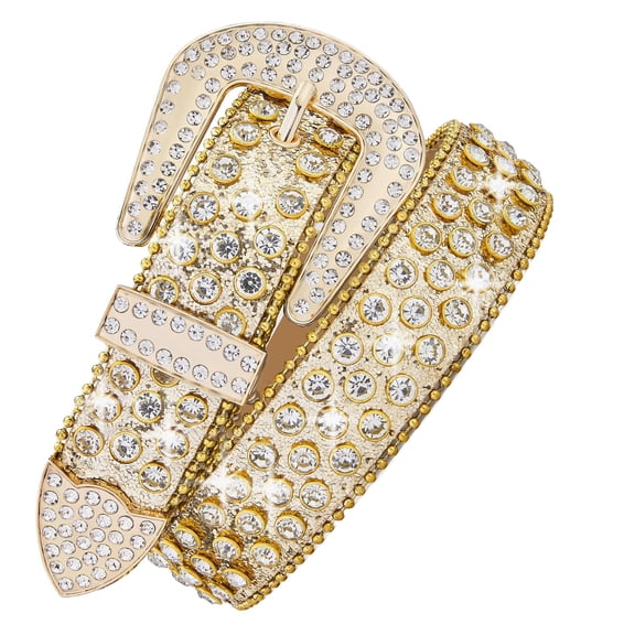 Cinturón occidental Vxrxal de cuero con diamantes y brillo