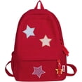 thumbnail image 1 of Mochila de pana con patrón de estrella, bolsa ligera para portátil para viajes diarios, estética de inspiración retro, 1 of 3
