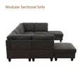 thumbnail image 3 of Aukfa Modular Sectional Couch Set - Square Sofa Ottoman- Flannel - Dark Gray, 3 of 10
