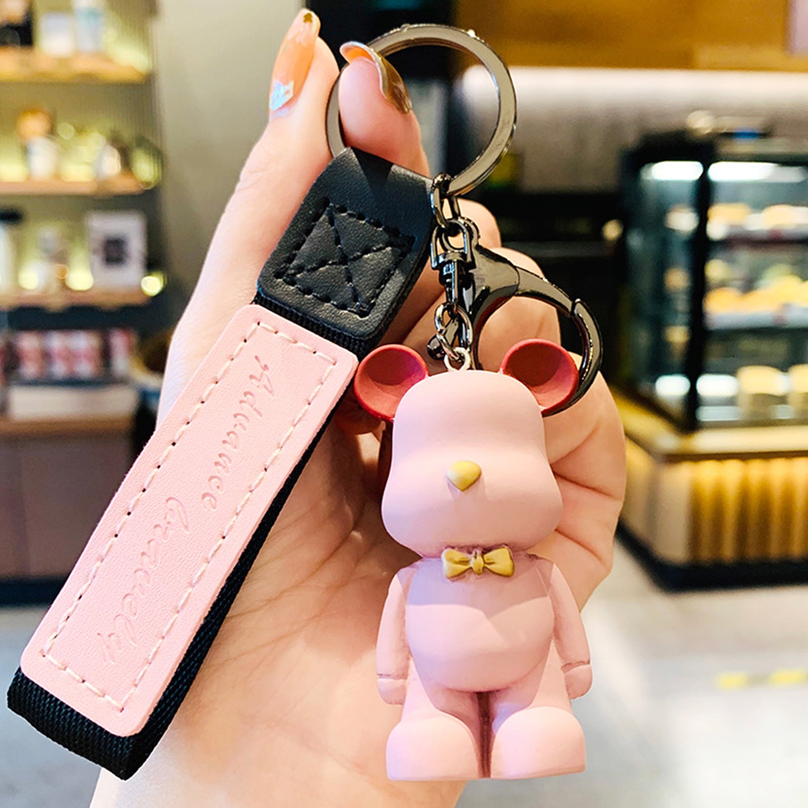 Nuolin Cute Leather Lady Girl Bear Keychain Animal Keychain Bag Charm  Pendant Jewelry Bulk
