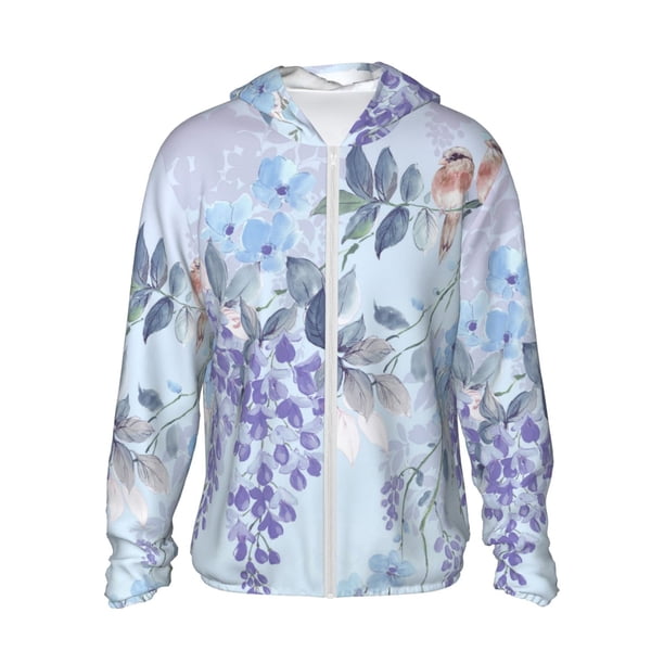 Balery Bird Butterfly Stripe Sudadera ligera de manga larga con capucha y protección solar UPF 50+ para hombre y mujer, ideal para pesca y running-X-Large