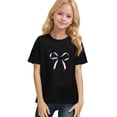 thumbnail image 4 of CCRFTGI Shirt for Children Girls 10-12 Funny Preppy Bowknot Graphic T Shirts Fashion Tee Summer Tops Short Sleeve Crew Neck Gift T-Shirt Black 11-12 Years, 4 of 5