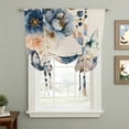 thumbnail image 2 of Vintage Blue Floral Tie Up Curtains for Windows, Balloon Window Shades, Butterflies Watercolor Flower Linen Kitchen Window Treatments Roll Up Curtain for Basement/Nursery 52"x45", 2 of 8