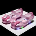 thumbnail image 2 of LIZENG Toddler Baby Girls Slide Sandals LED Light Luminous Shoes Casual Jelly Bow Princess Shoes for Wedding Birthday Party, 2 of 5