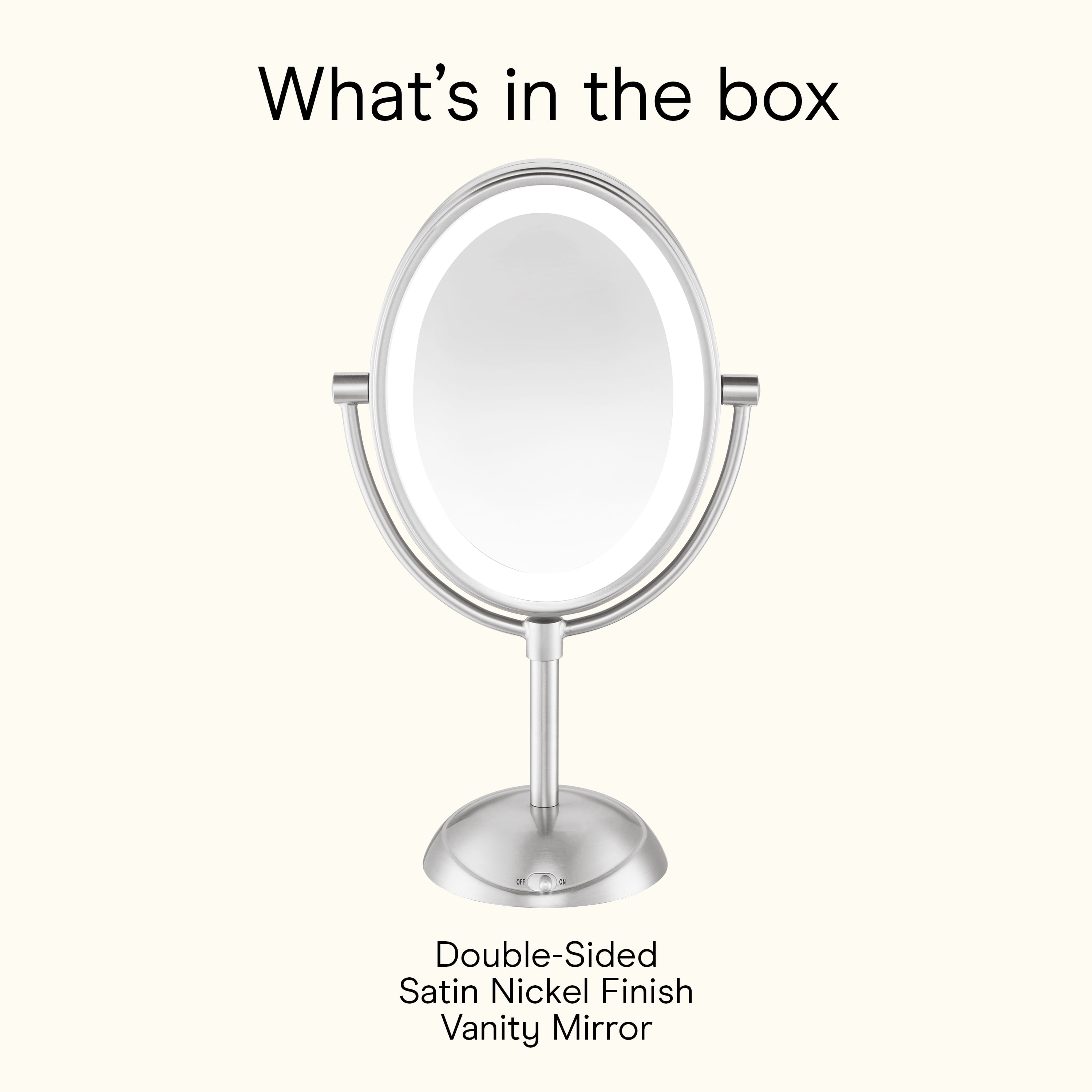 Conair LED Vanity Mirror, Double-Sided 1x/7x Magnification, Satin Nickel