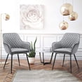 thumbnail image 2 of Dining Chairs Armchairs Velvet Upholstered Side Chairs Modern Chairs with Steel Legs and Backrest for Kitchen Dining Room Living Room Set of 2 Grey, 2 of 8