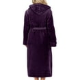 thumbnail image 5 of UVN Valentine's Day Long Robes for Women Winter Plush Fleece Hooded Bathrobe Soft Cozy Fluffy Sleepwear Nightgown with Pockets, 5 of 11