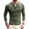 thumbnail image 1 of Haut pour Homme à Col Rond, Blouse à Boutons, T-Shirt à Manches pour Homme, T-Shirt Ajusté Décontracté à Manches Longues, Vert, G, 1 of 5