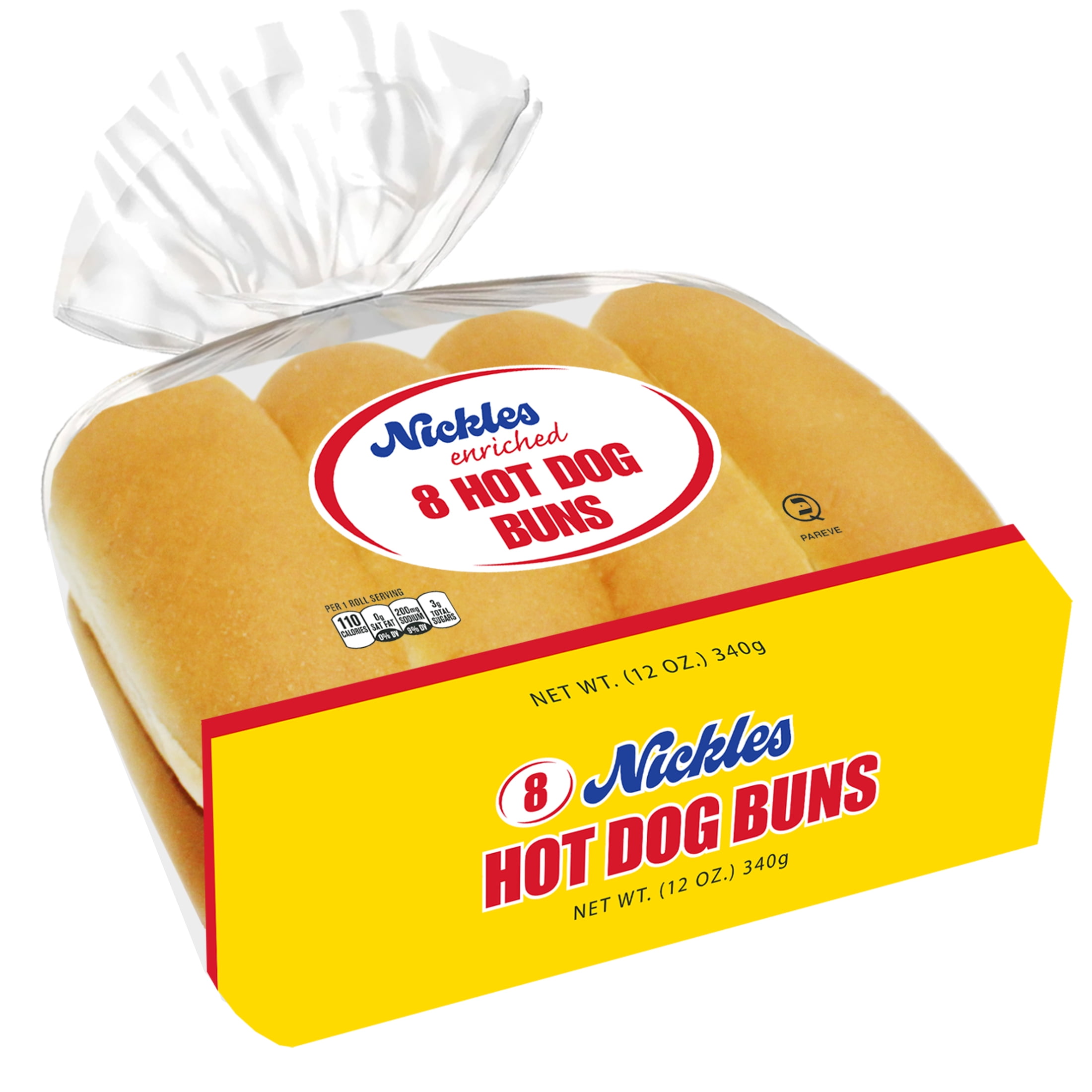 Nickles Bakery Hot Dog Buns, 6-Inch, 8 Count, 12-Ounce.
