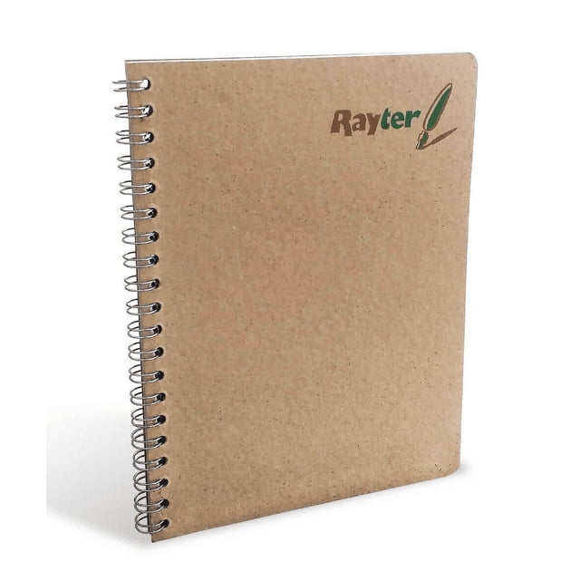 6 cuadernos ecologicos rayter ch 20,0 x 26,3 cm Pack con 6 libretas Rayter (2 de raya, 2 de cuadro grande, 2 de cuadro chico) con cubierta kraft y doble aro, formato profesional 20.0 x 26.3 cm y 100 hojas; diseñadas para escuela, oficina y también aptas para bocetos o listas de viaje.