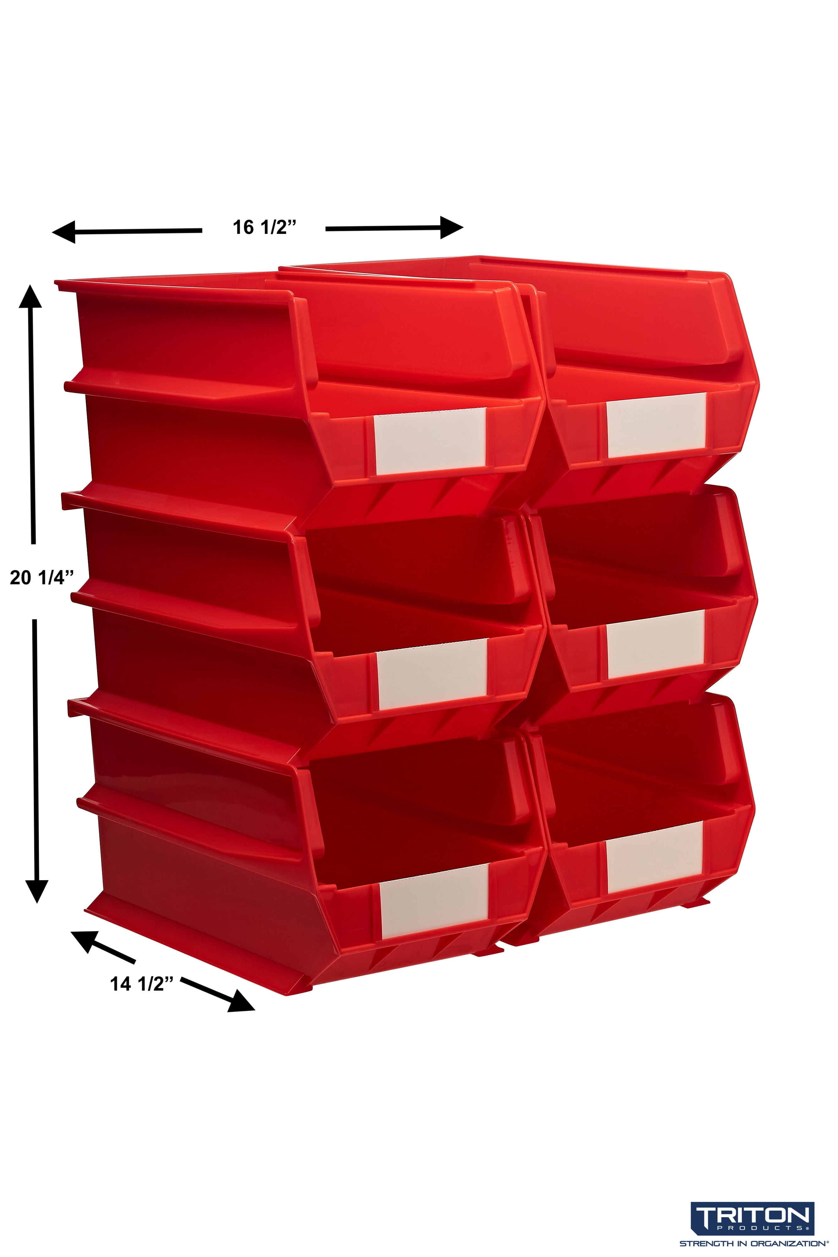 Triton Products® LocBin 14-3/4"L x 8-1/4"W x 7"H Stacking, Hanging, Interlocking Polypropylene Bins, 6ct