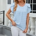 thumbnail image 4 of tarylea Womens Tops Dressy Casual Petal Sleeve Shirts Crewneck Pleated Dotted Business Top, 4 of 5