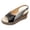 Grey, variant on Womens Metallic Color Block Platform Wedge Dressy Sandals Vintage Casual Leather Peep Toe Chunky High Heels Slingback Dress Summer Shoes with Adjustable Back Strap for Ladies Gold Size 6