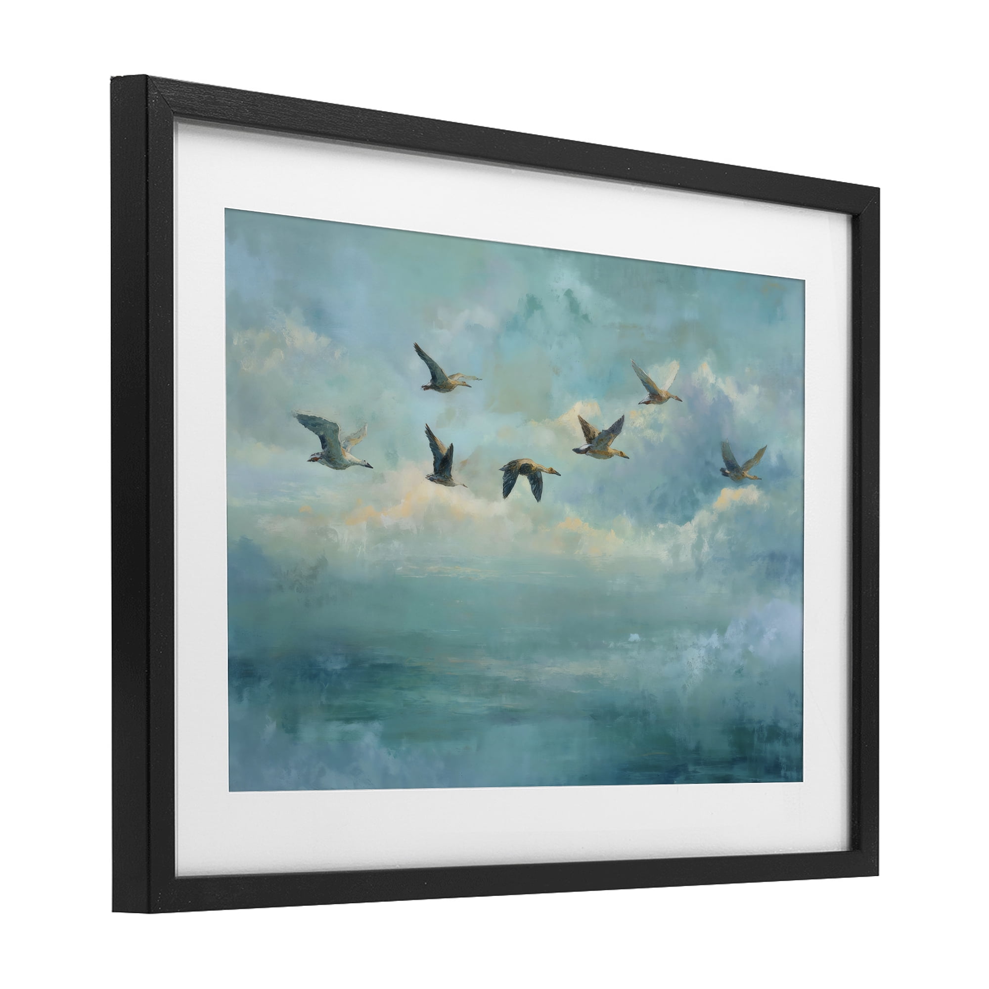 Stupell Industries Blue Skies Geese Black Framed Print Under Glass, design by Petal Prints Design