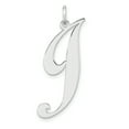 thumbnail image 1 of Sterling Silver Large Rhodium-Plated Fancy Script Letter J Initial Charm (Width 10.56) (Length 34.63) - Jbsp, 1 of 5