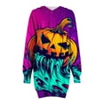 thumbnail image 5 of Taqqpue Halloween Costume Hoodie Dress for Women Fashion Ghost Pumpkin Witch Mini Dresses Long Sleeve Outfit Cosplay Halloween Party Dress with Pockets, 5 of 7