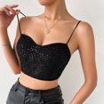 thumbnail image 6 of RYRJJ Womens Summer Lace Bustier Mesh Floral Embroidery Vintage Spaghetti Strap Corset Going Out Party Camisole Crop Top 01#Black L, 6 of 9