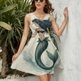 thumbnail image 3 of Aquamarine Mermaid Women's Tank Dress V Neck Sleeveless Summer Sundress, 3 of 7