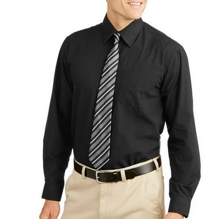 ^^big Men's Solid Dress Shirt With Match