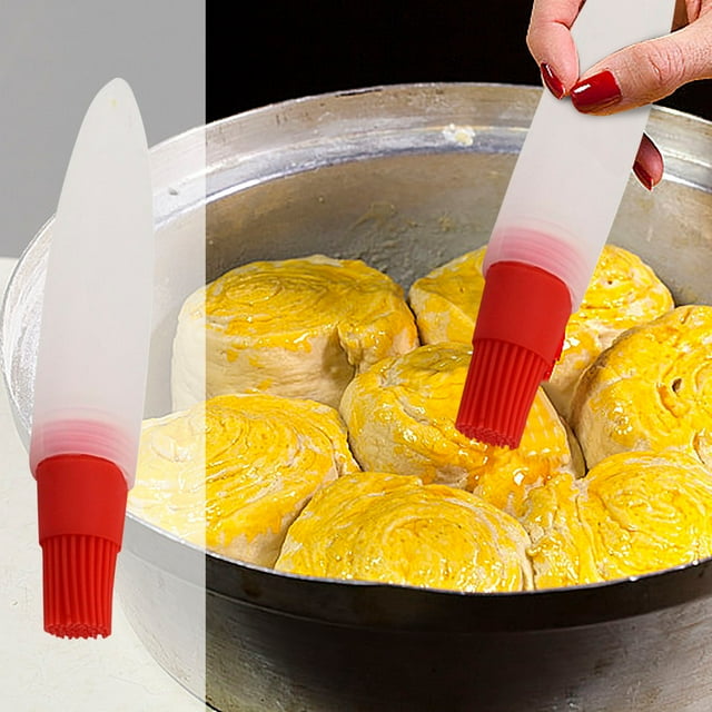 Pointed Tail Oil Bottle Brush for Kitchen & BBQ - 1 Pack Multi-Purpose Cleaning Tool for Narrow Spaces, High Heat Resistant, Easy to Clean Durable Design Akmoler | Silica Gel, Red