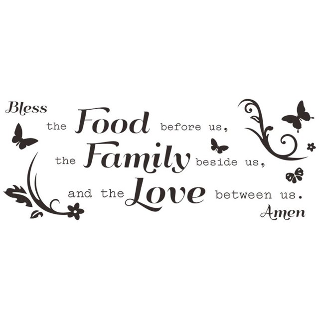 Pegatinas de pared personalizables con oración para la cena, citas inspiradoras para la cocina para bendecir la comida que tenemos delante, decoración de pared impermeable para el hogar y el